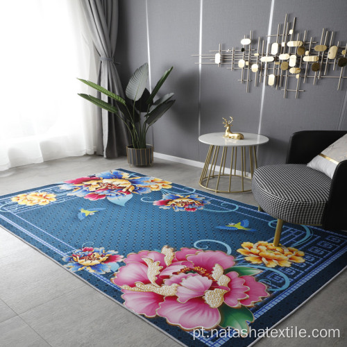 Sala de estar com tapete simples chinês de veludo cristalino
